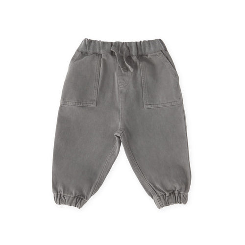 baby vintage twill baby utility jogger charcoal in neutrals pattern