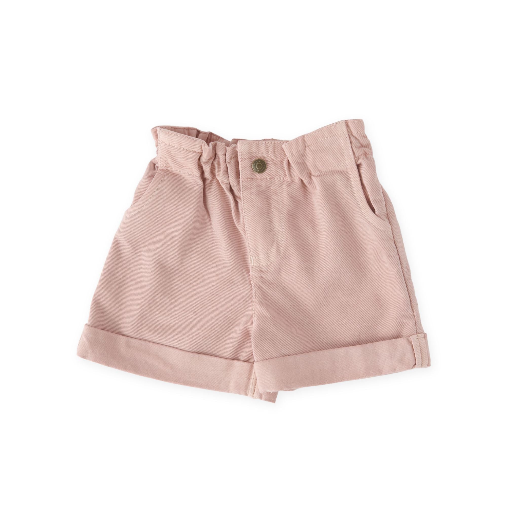 vintage twill paperbag shorts peony in pinks pattern