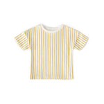 Dropped Shoulder Short Sleeve T-Shirt - Stripes Away Marigold