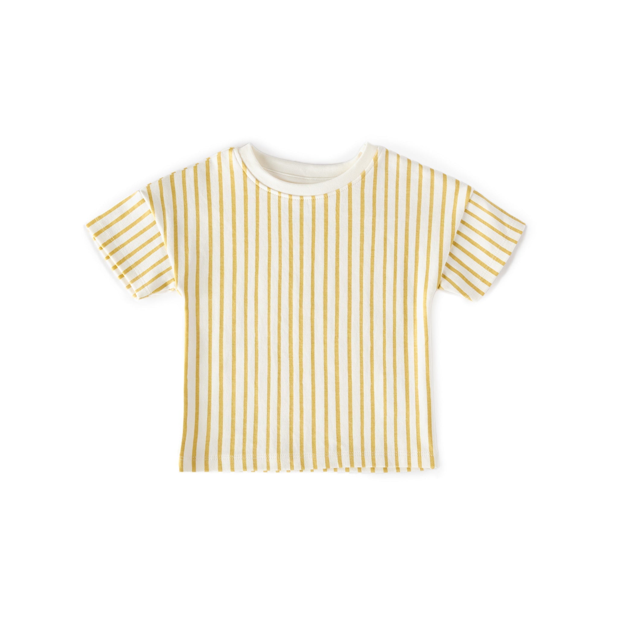Dropped Shoulder Short Sleeve T-Shirt - Stripes Away Marigold