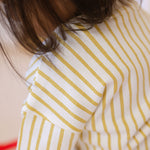 Dropped Shoulder Short Sleeve T-Shirt - Stripes Away Marigold