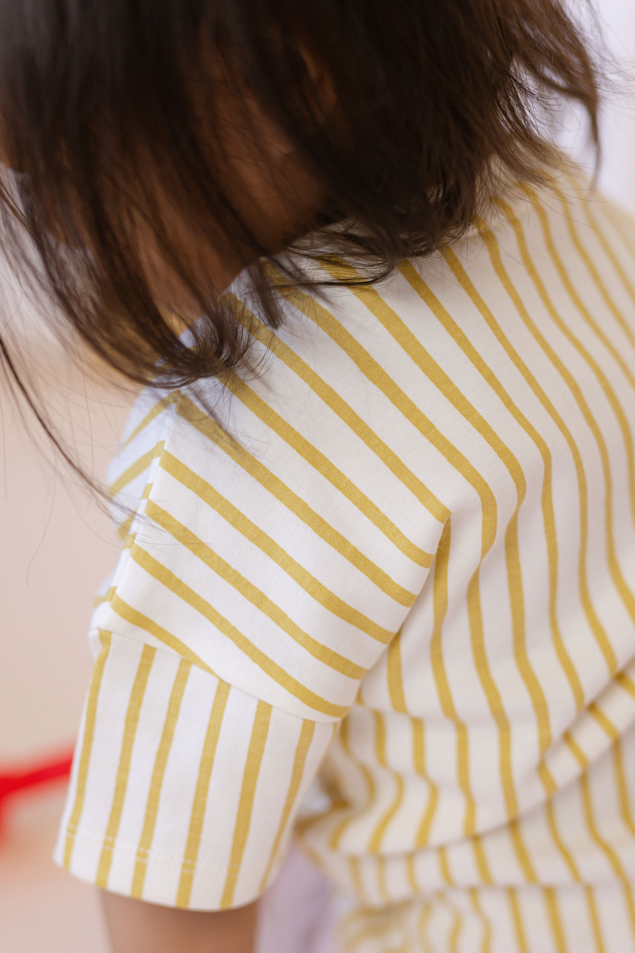 Dropped Shoulder Short Sleeve T-Shirt - Stripes Away Marigold