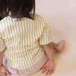 Dropped Shoulder Short Sleeve T-Shirt - Stripes Away Marigold