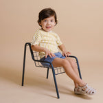 Dropped Shoulder Short Sleeve T-Shirt - Stripes Away Marigold