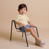 Dropped Shoulder Short Sleeve T-Shirt - Stripes Away Marigold