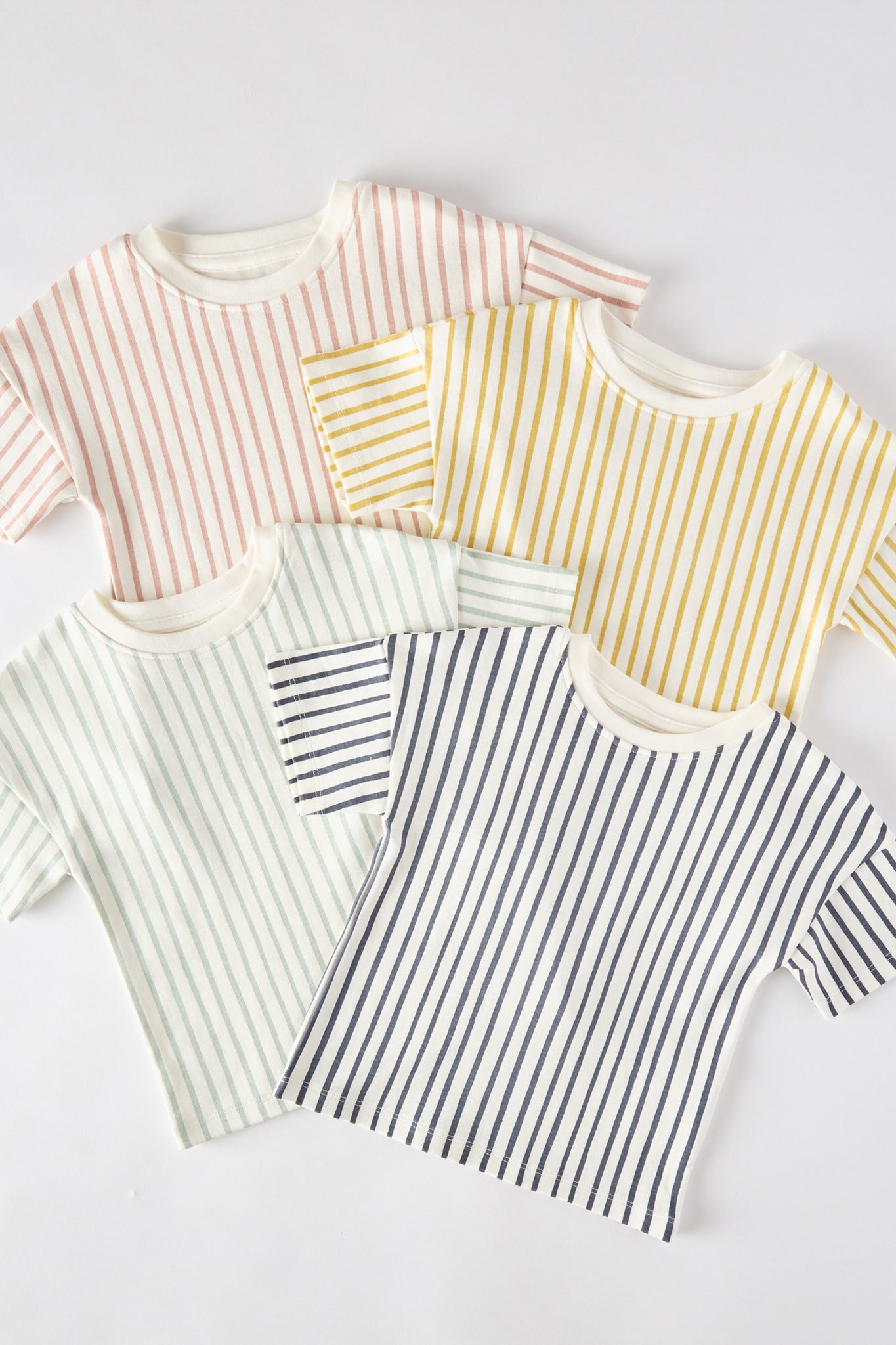 Dropped Shoulder Short Sleeve T-Shirt - Stripes Away Marigold