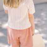 Dropped Shoulder Short Sleeve T-Shirt - Stripes Away Peony