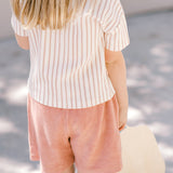 Dropped Shoulder Short Sleeve T-Shirt - Stripes Away Peony