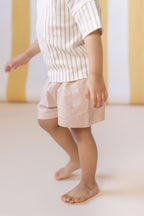 dropped shoulder short sleeve t shirt stripes away peony