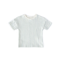 Dropped Shoulder Short Sleeve T-Shirt - Stripes Away Sea