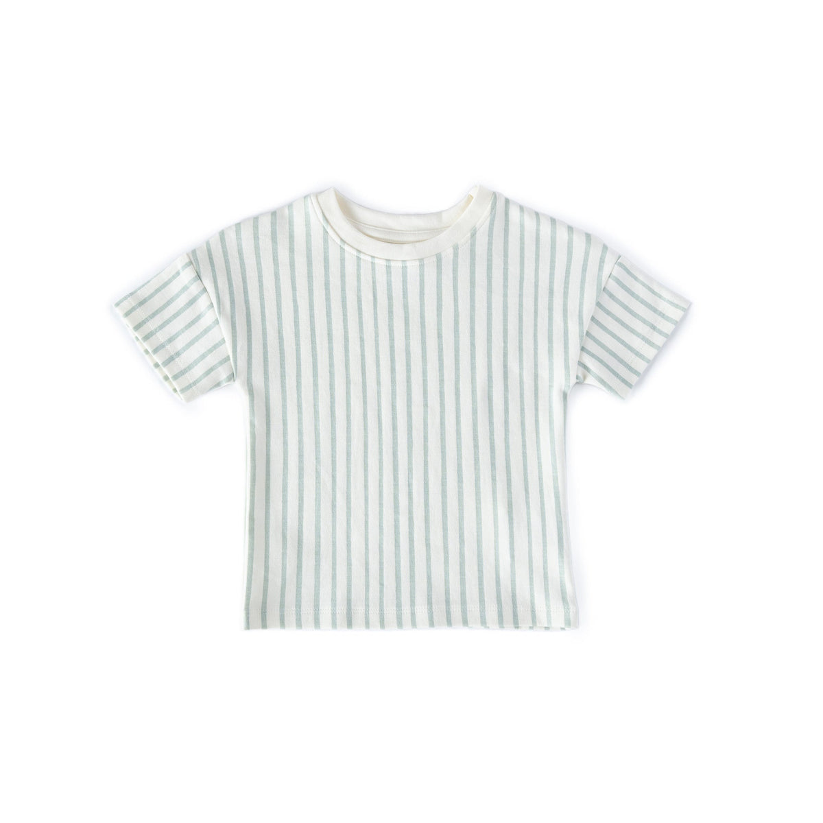 dropped shoulder short sleeve t shirt stripes away sea in blues pattern