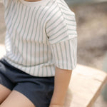 Dropped Shoulder Short Sleeve T-Shirt - Stripes Away Sea