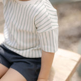 Dropped Shoulder Short Sleeve T-Shirt - Stripes Away Sea