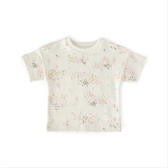 Dropped Shoulder Short Sleeve T-Shirt - Flower Patch