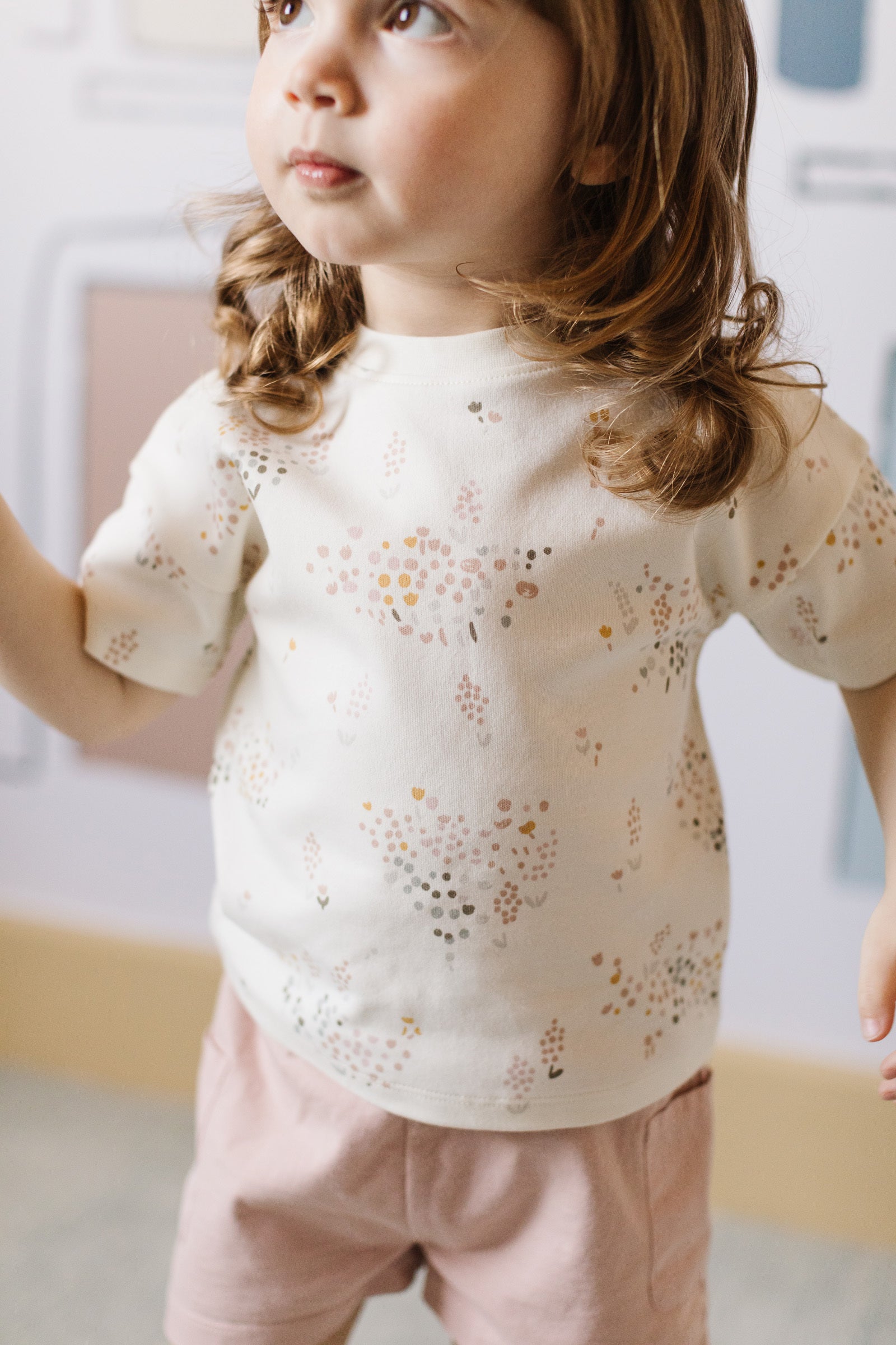 Dropped Shoulder Short Sleeve T-Shirt - Flower Patch