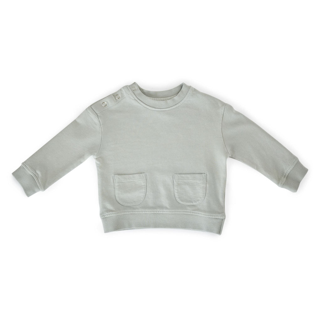 french terry shoulder snap sweatshirt soft sea in blues pattern