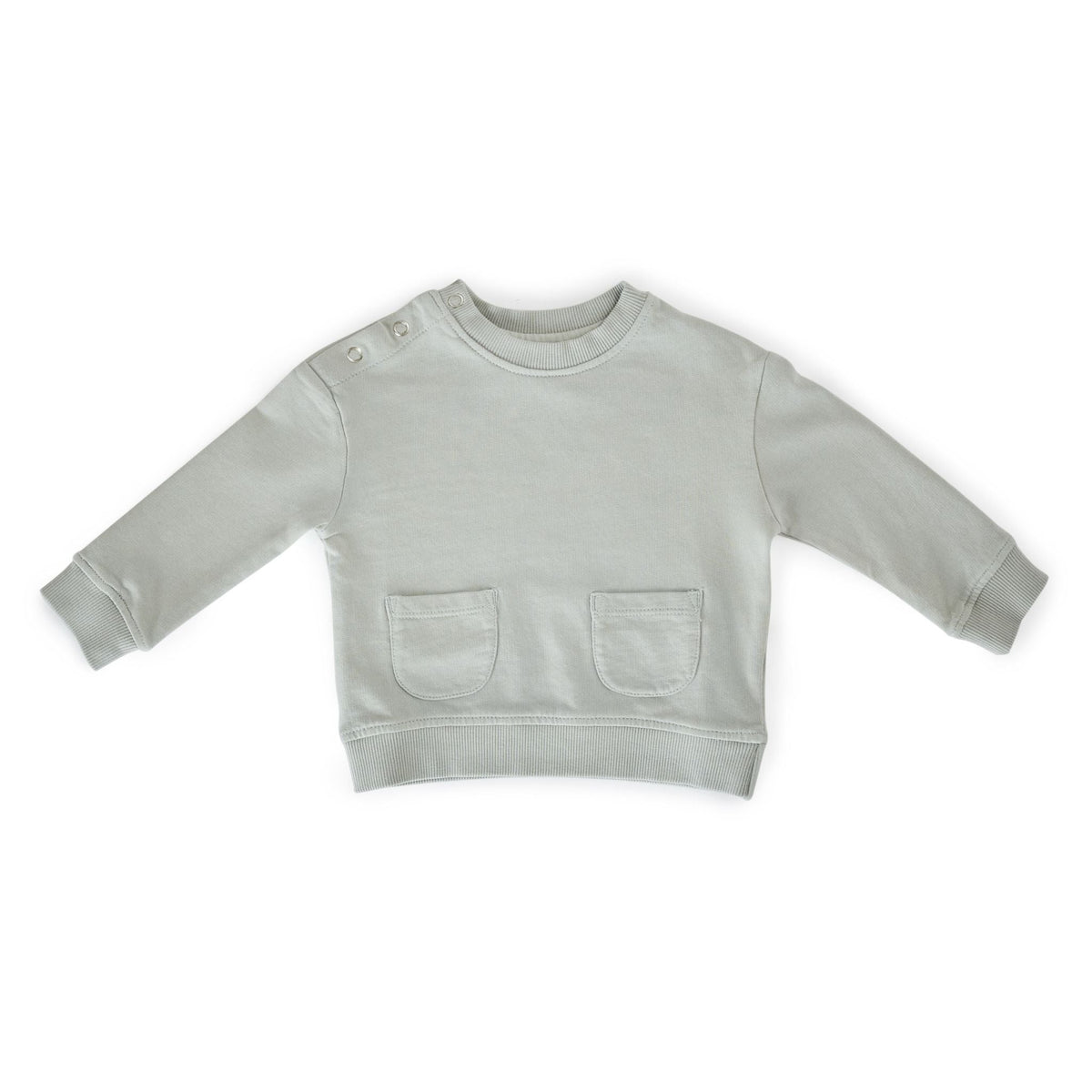 french terry shoulder snap sweatshirt soft sea in blues pattern