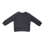french terry shoulder snap sweatshirt ink blue in blues pattern
