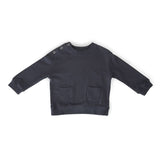 french terry shoulder snap sweatshirt ink blue in blues pattern