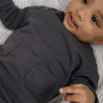 french terry shoulder snap sweatshirt ink blue