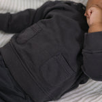 french terry shoulder snap sweatshirt ink blue