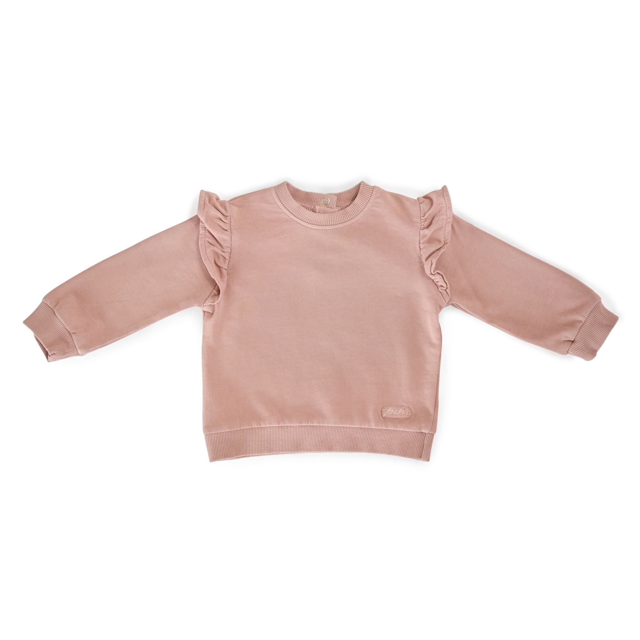 baby french terry baby ruffle sweatshirt soft peony in pinks pattern