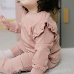 French Terry Ruffle Sweatshirt - Soft Peony