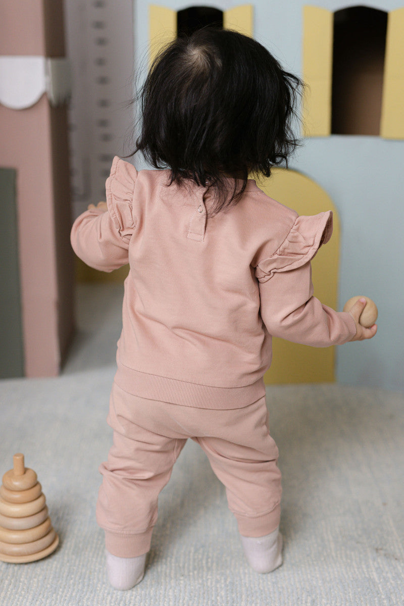 baby french terry baby ruffle sweatshirt soft peony