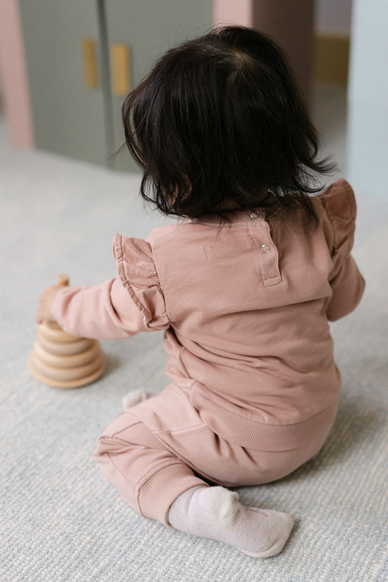 baby french terry baby ruffle sweatshirt soft peony
