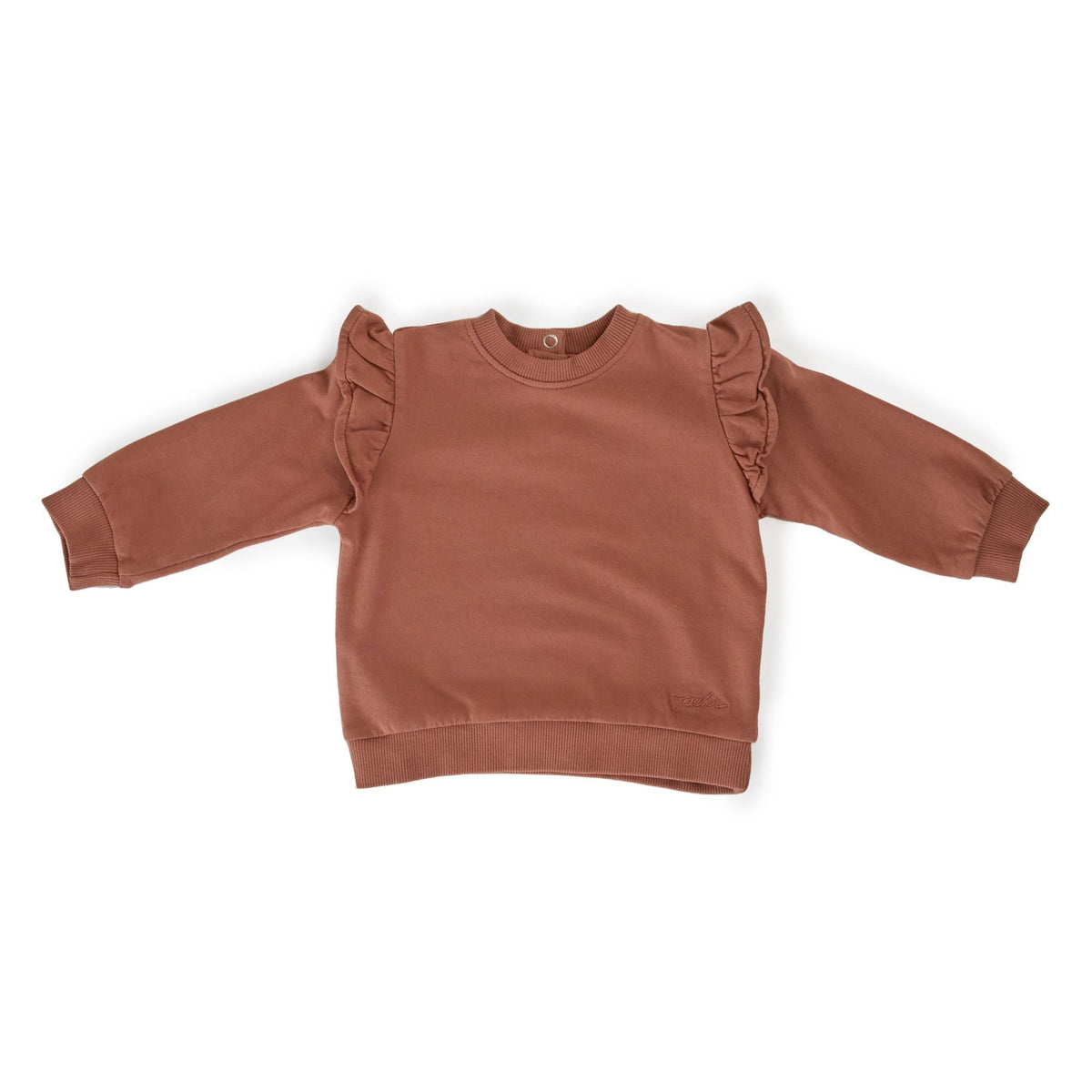 baby french terry baby ruffle sweatshirt clay in neutrals pattern