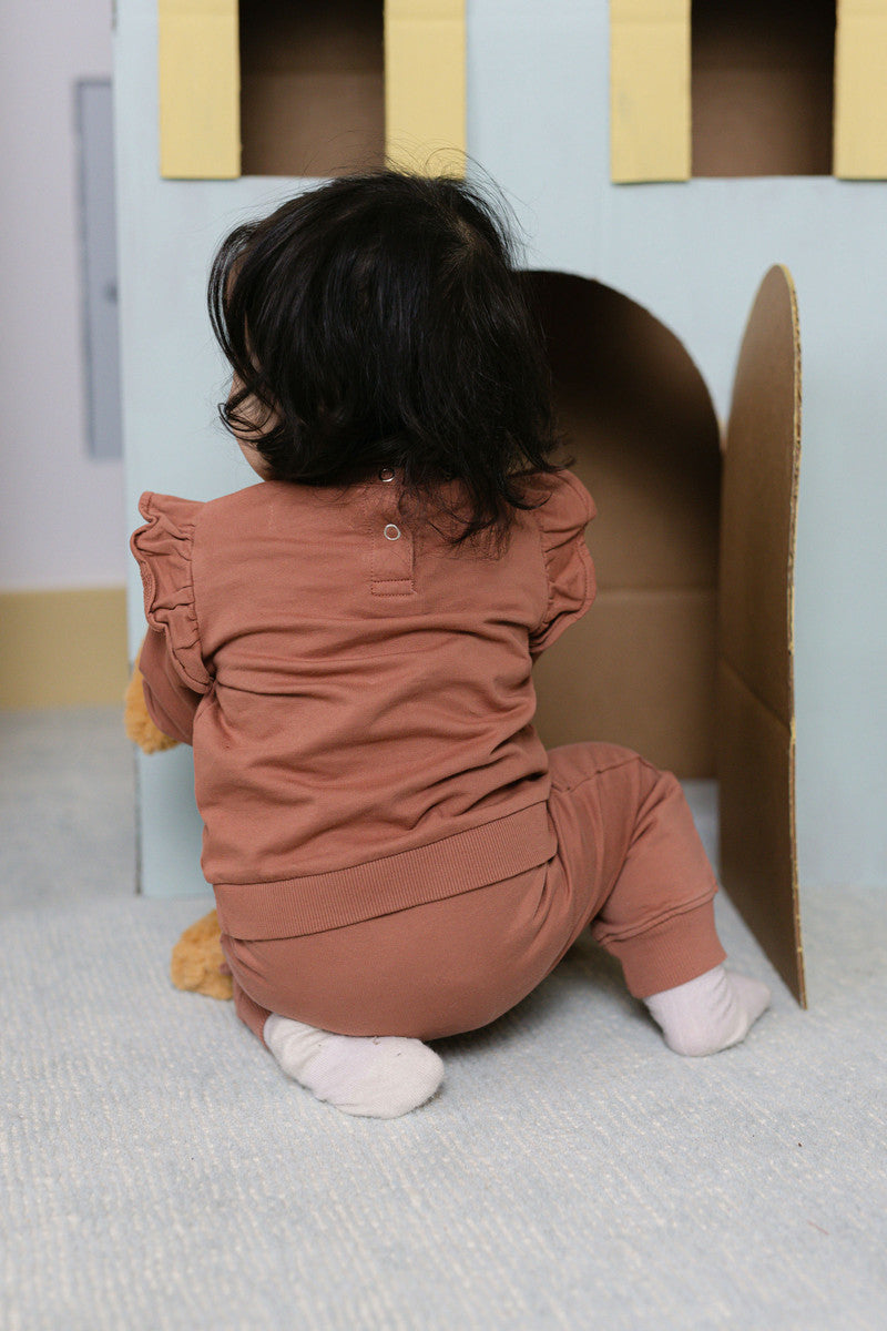 French Terry Ruffle Sweatshirt - Clay