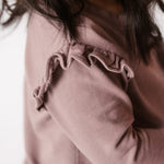 French Terry Ruffle Sweatshirt - Plum