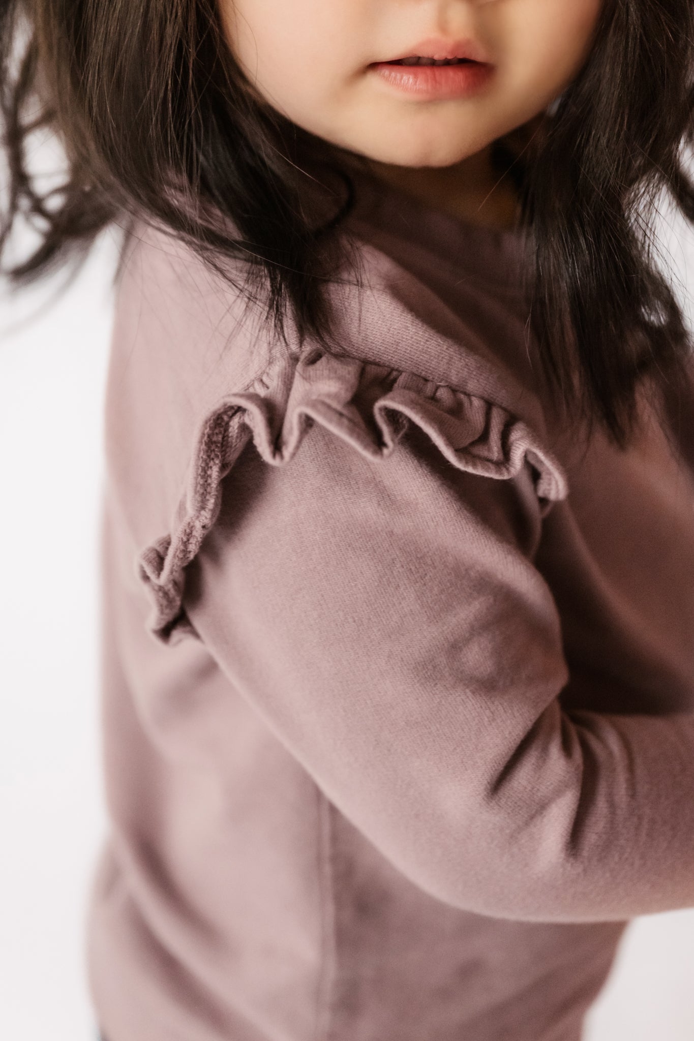 French Terry Ruffle Sweatshirt - Plum