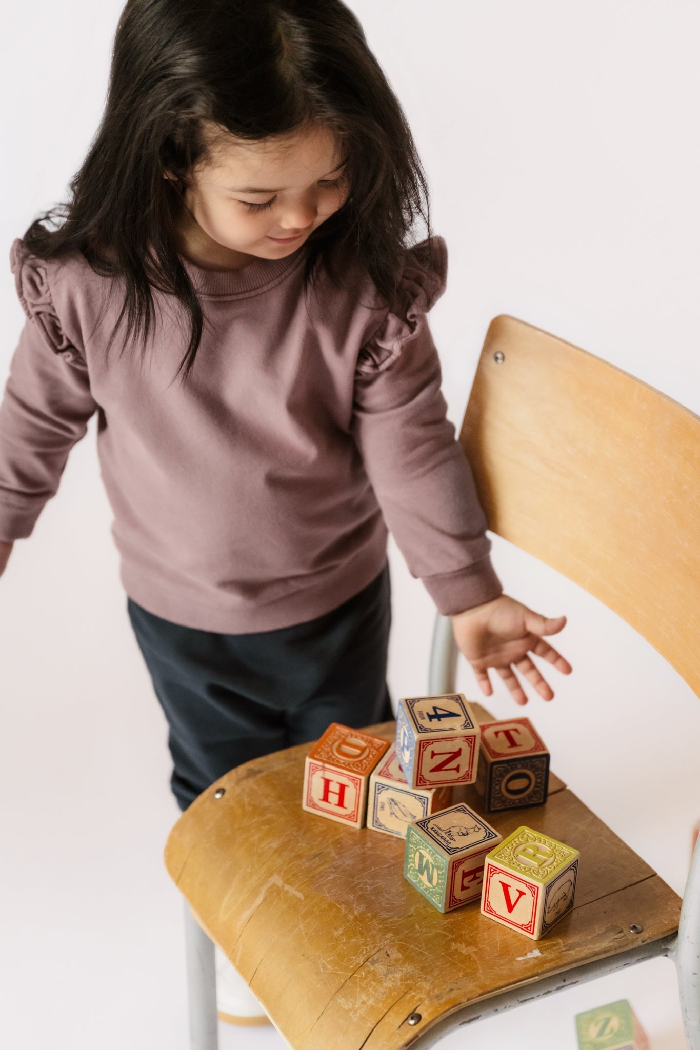 French Terry Ruffle Sweatshirt - Plum