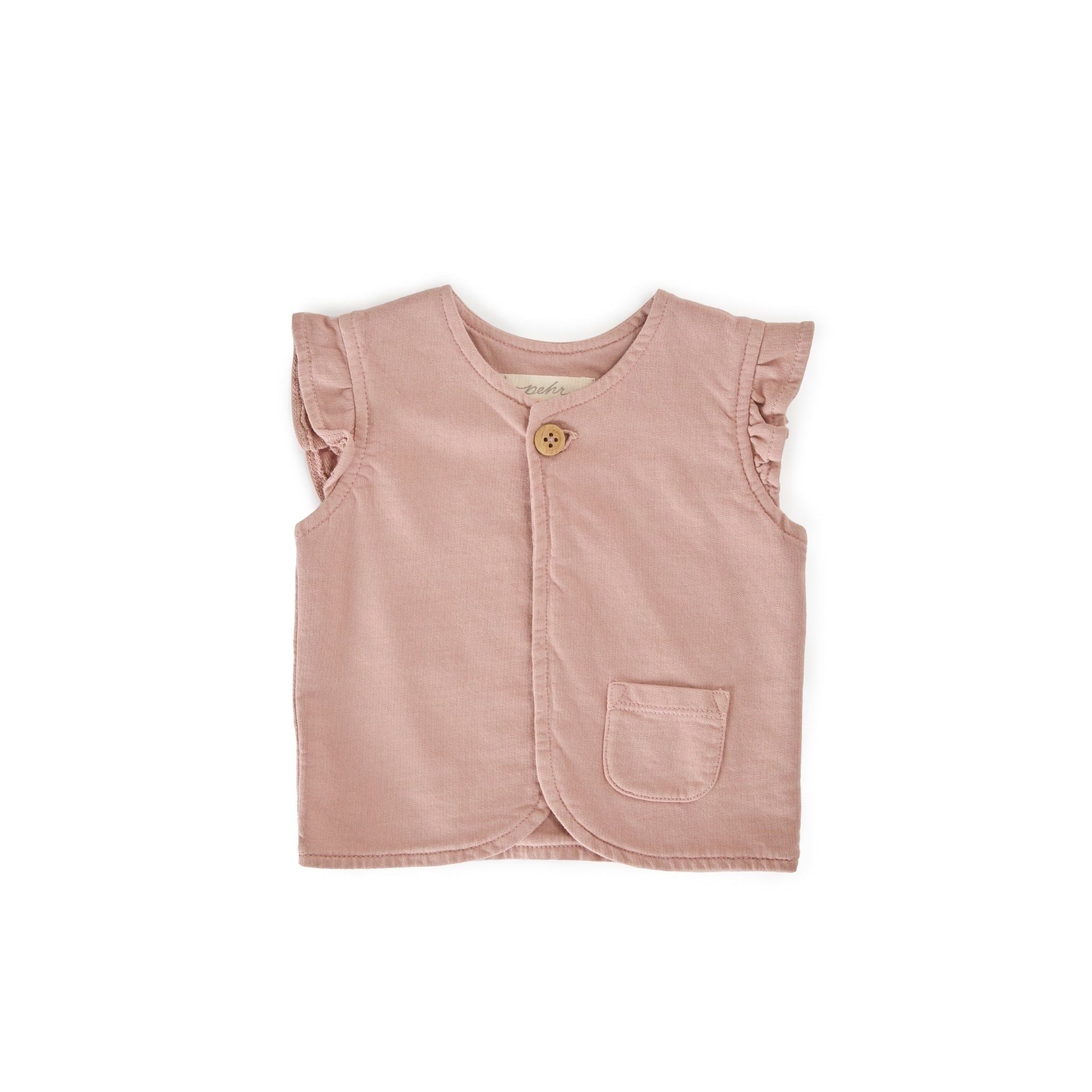 French Terry Ruffle Vest - Soft Peony
