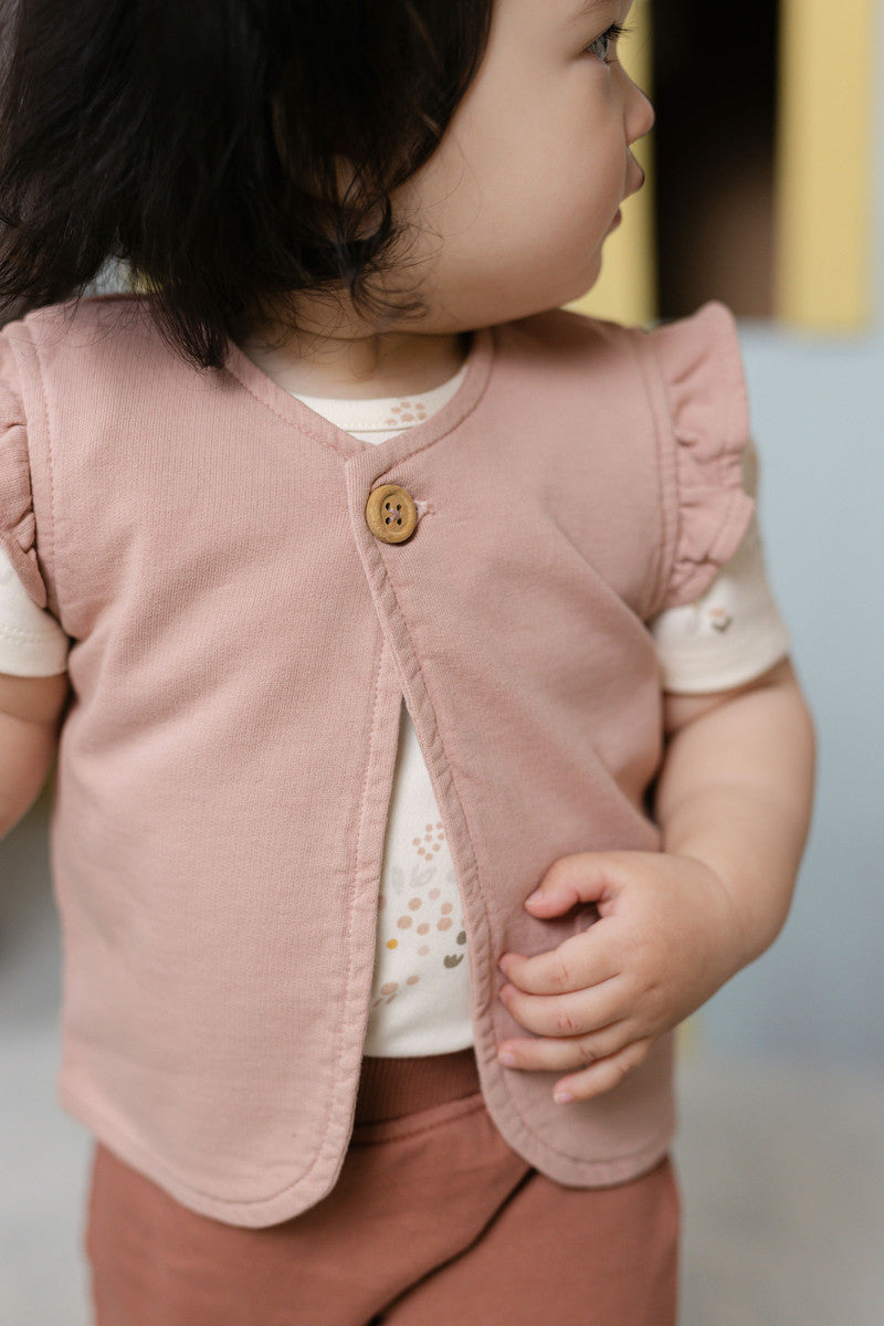 French Terry Ruffle Vest - Soft Peony