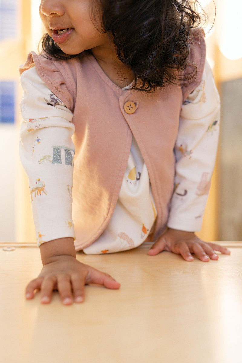 french terry ruffle vest soft peony