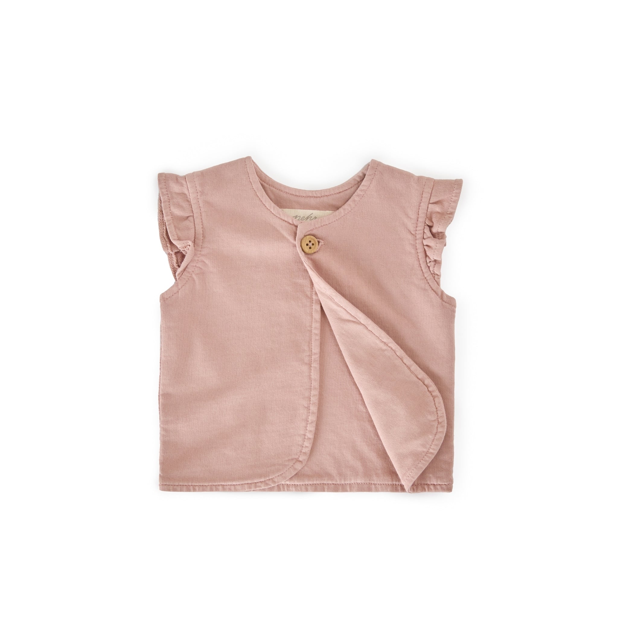 French Terry Ruffle Vest - Soft Peony