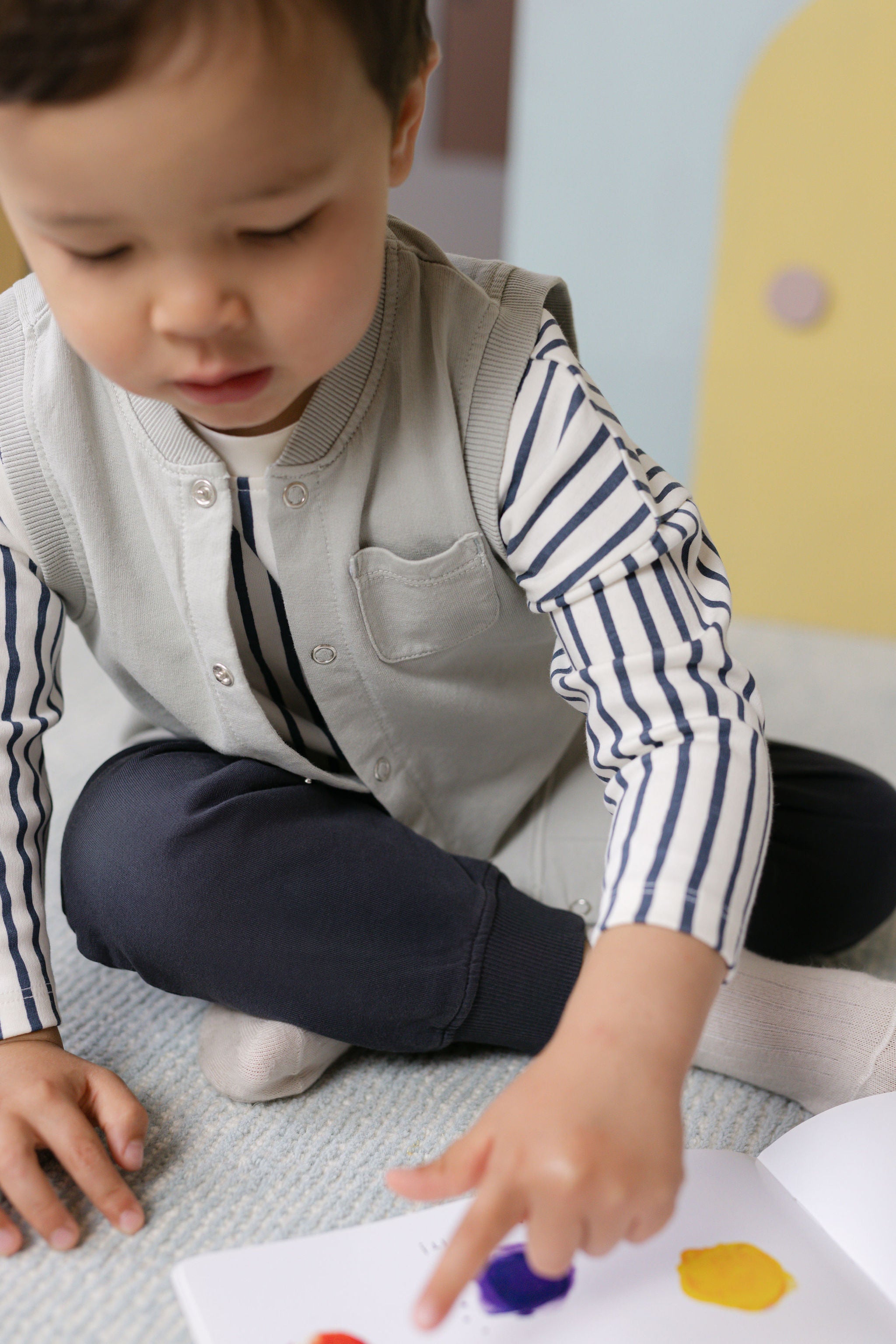 French Terry Patch Pocket Vest - Soft Sea