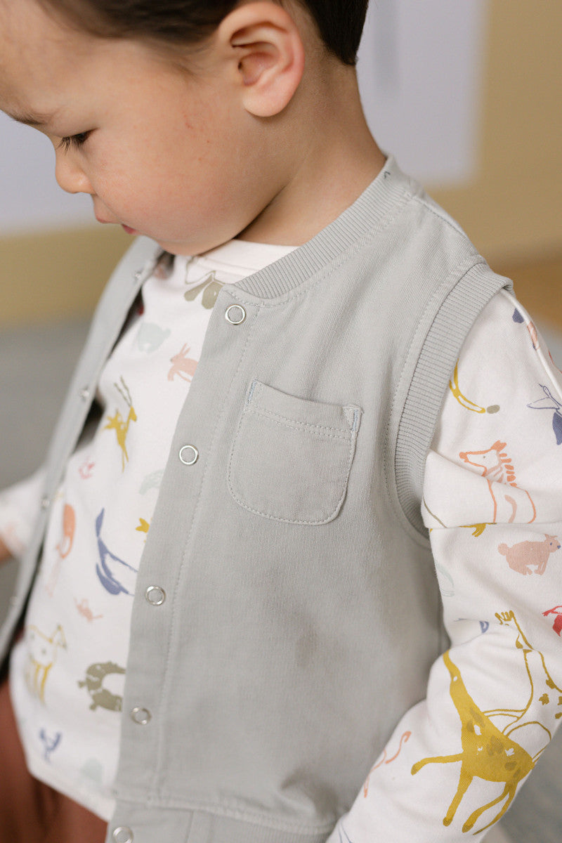 French Terry Patch Pocket Vest - Soft Sea