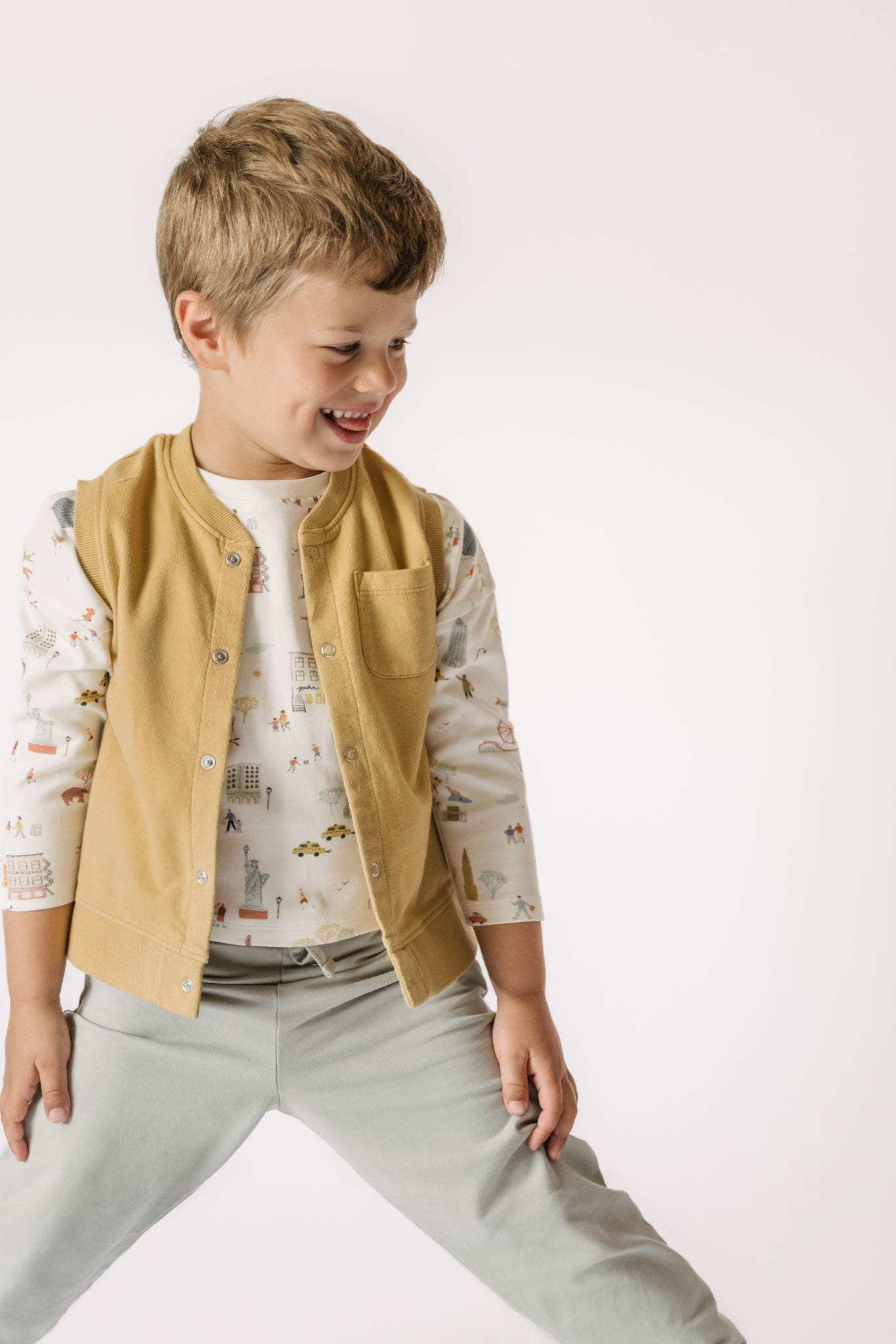 French Terry Patch Pocket Vest - Dijon