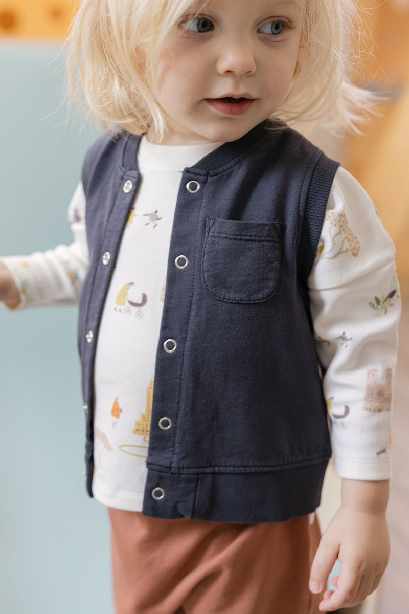 french terry patch pocket vest ink blue pehr