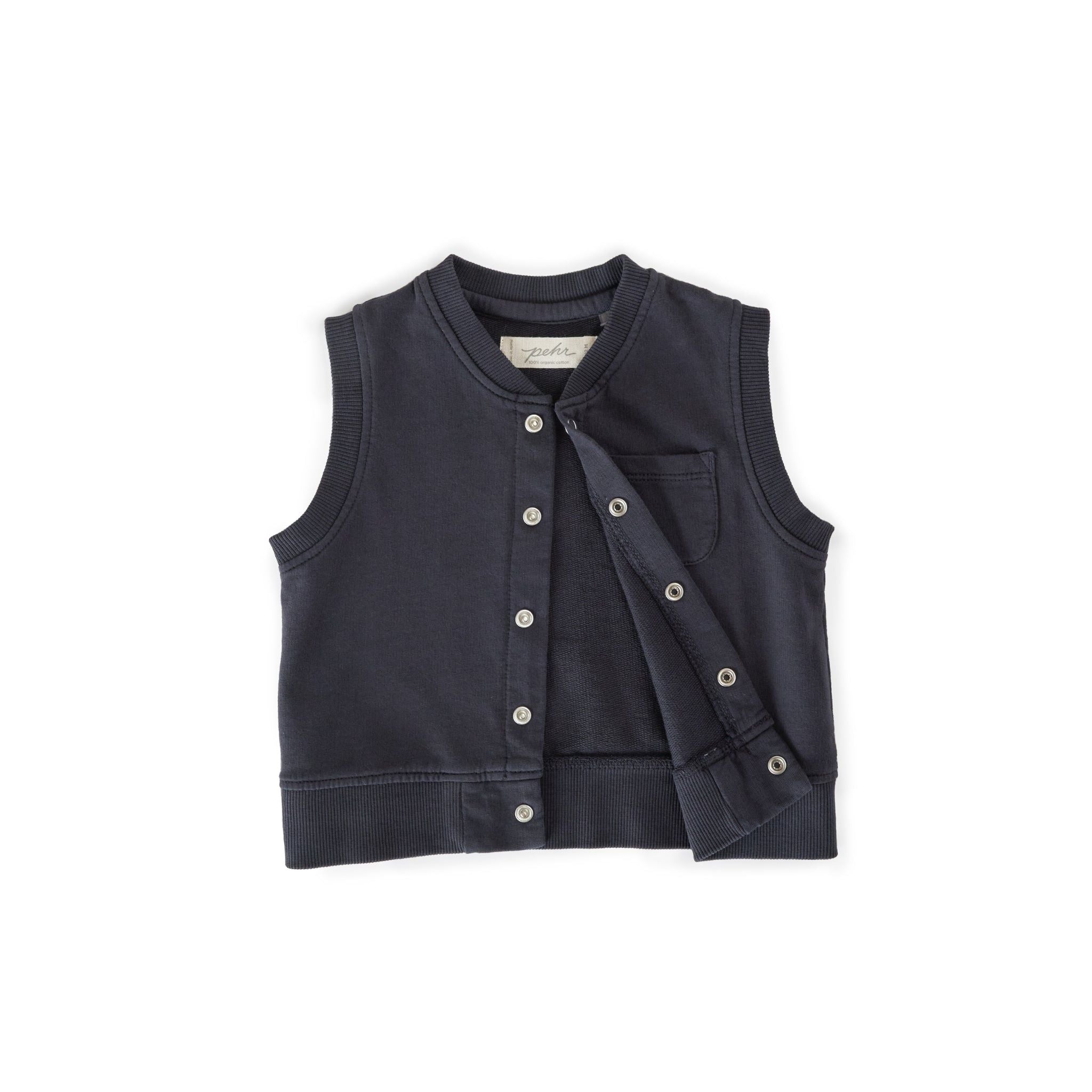 pehr- French Terry Patch Pocket Vest- Ink Blue-2