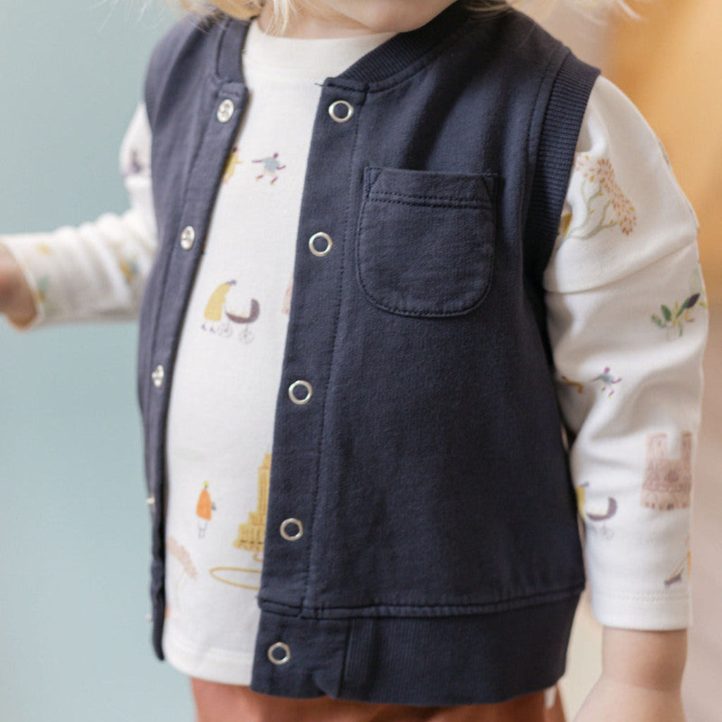 french terry patch pocket vest ink blue pehr