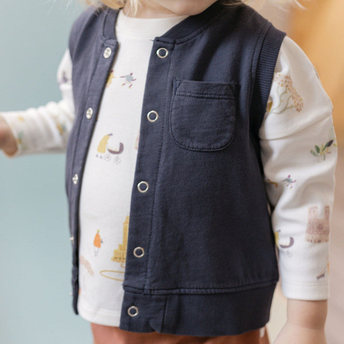 french terry patch pocket vest ink blue pehr