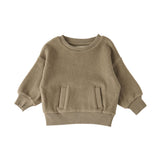 kids teddy fleece kids dropped shoulder sweatshirt moss in greens pattern