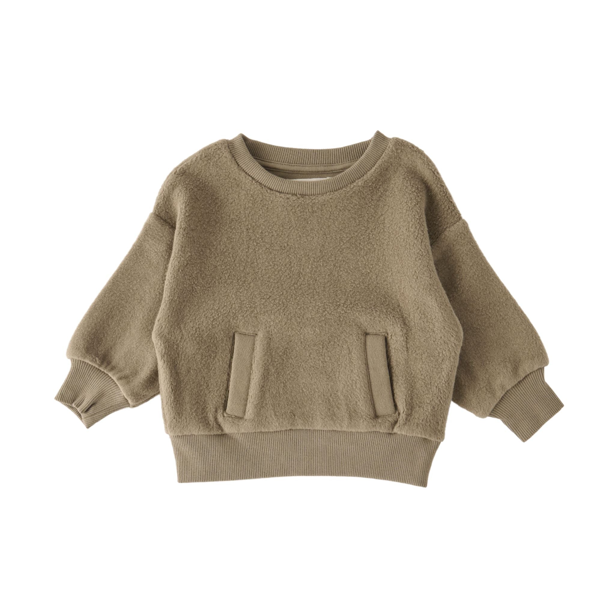 Teddy Fleece Dropped Shoulder Sweatshirt - Moss