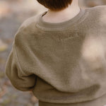 kids teddy fleece kids dropped shoulder sweatshirt moss