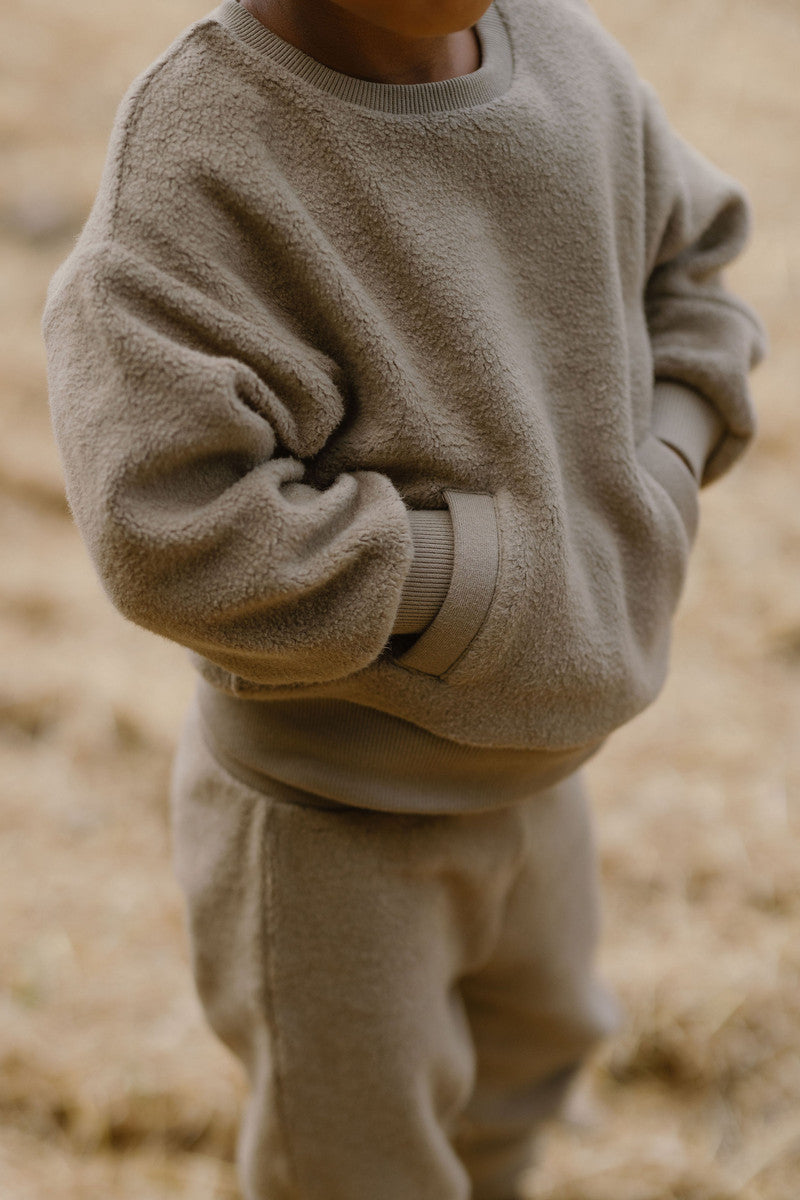 Teddy Fleece Dropped Shoulder Sweatshirt - Moss