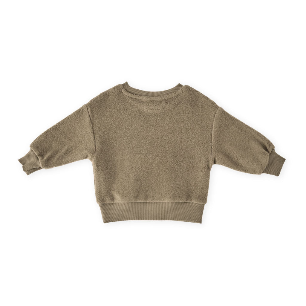 teddy fleece dropped shoulder sweatshirt moss